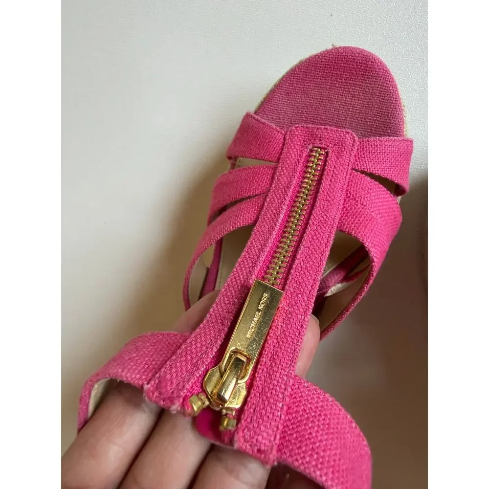 Michael Kors Women's Pink Berkley Platform Wedge Sandals Size 7